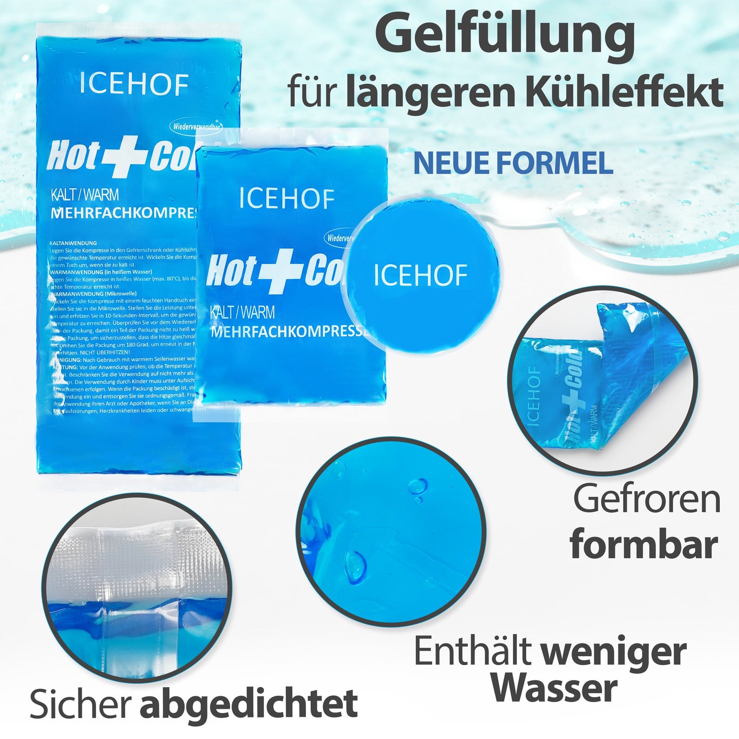 Kühlpads (3er-Set) mit Vlies-Hülle & Klettband