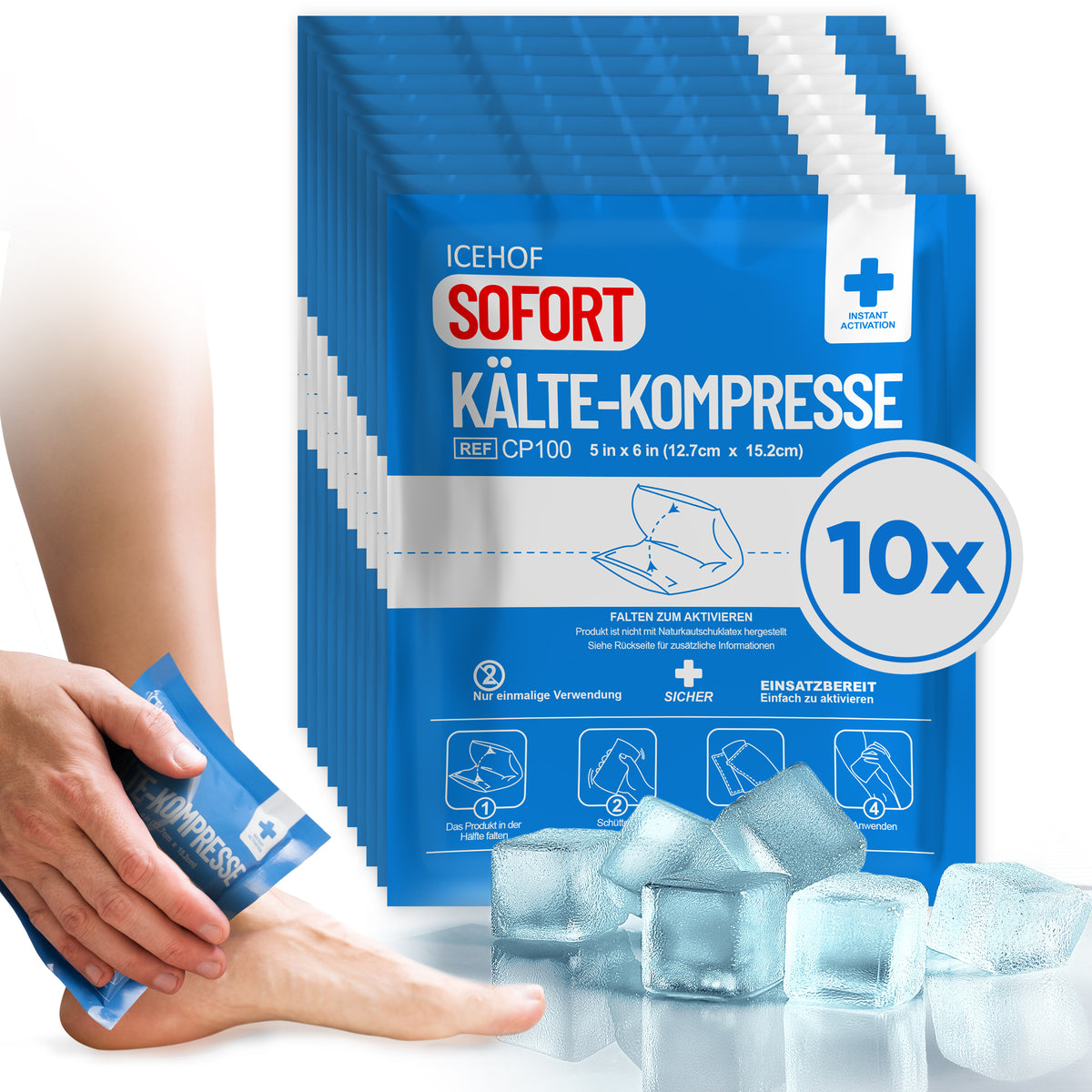 Sofort-Kältekompresse zum Knicken – 10er Set von ICEHOF