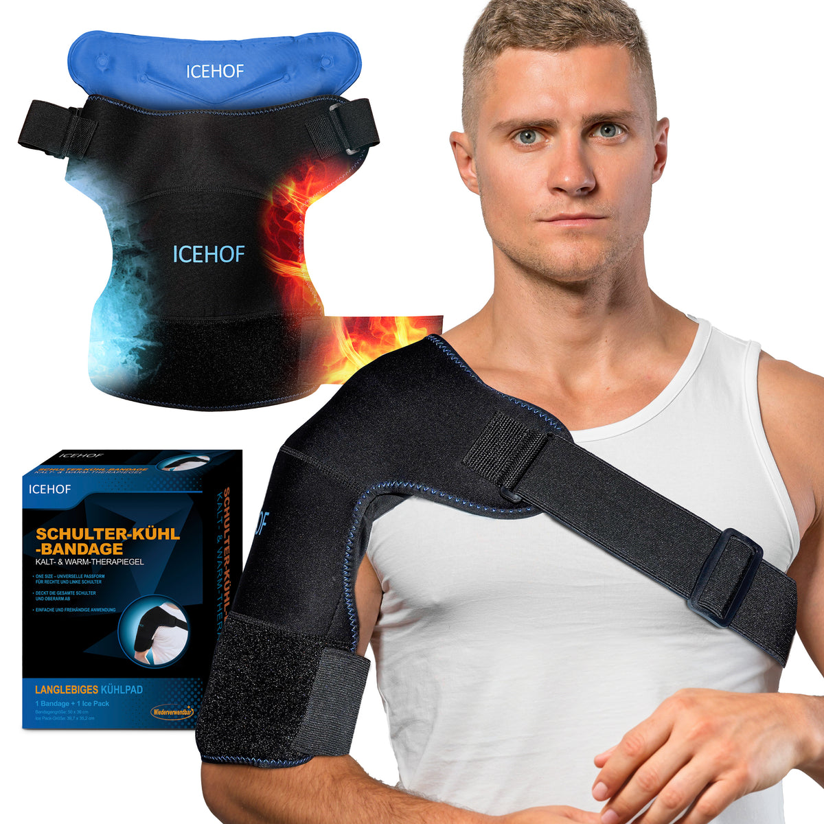 Schulterbandage mit Kühlkompresse
