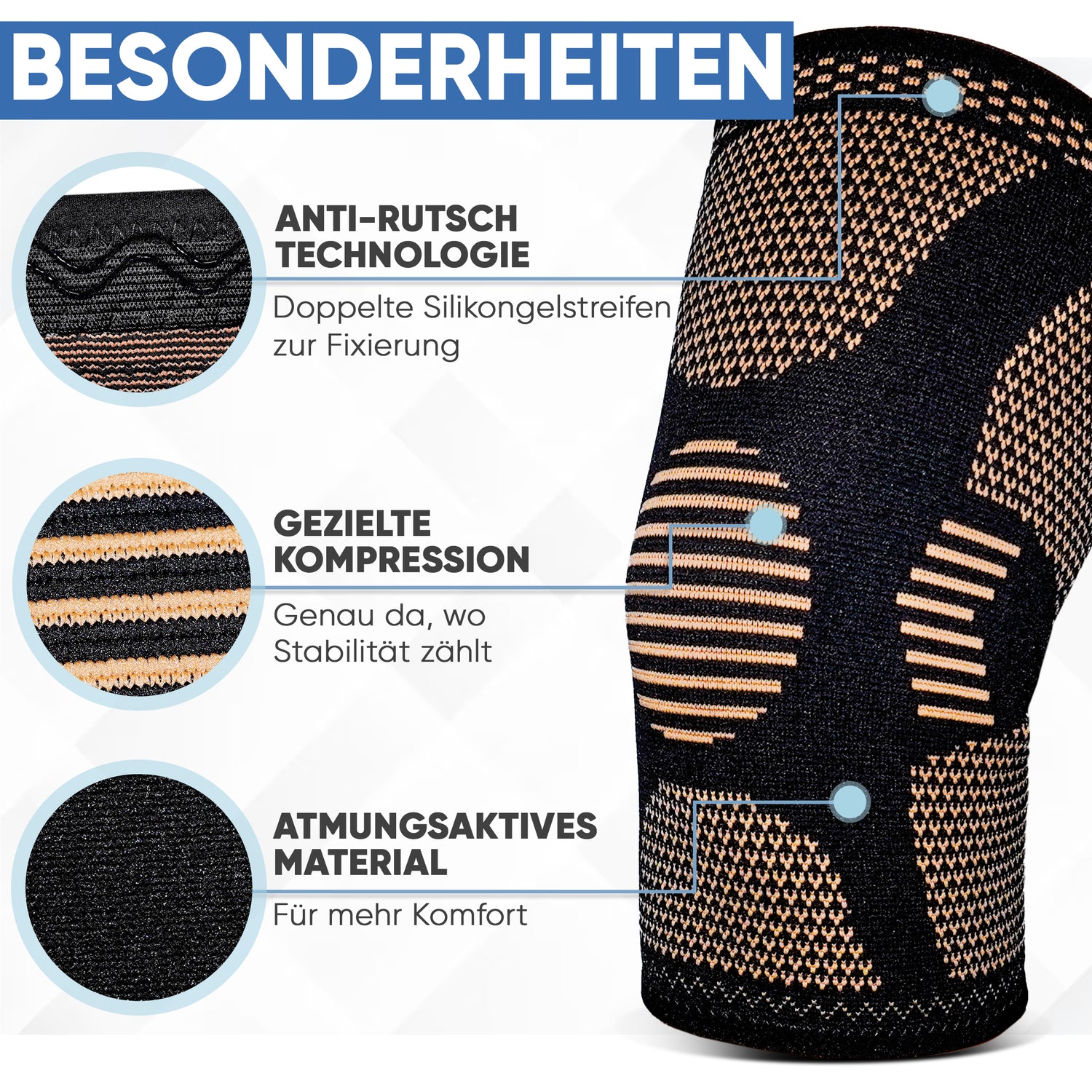 Kupfer-Kniebandage – 360° Unterstützung & natürliche Schmerzlinderung