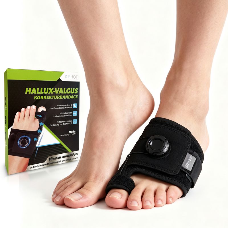 ICEHOF Hallux-Valgus-Korrekturbandage mit Drehknopf