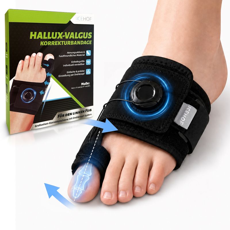 ICEHOF Hallux-Valgus-Korrekturbandage mit Drehknopf